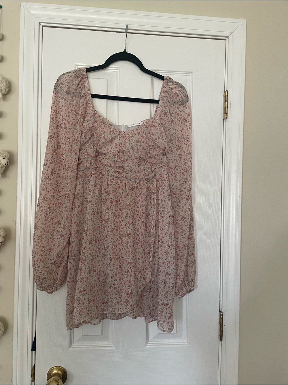 Altar'd State Light Pink Floral Peasant Blouse